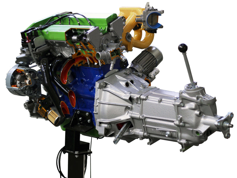 Engine with multi-point electronic injection, turbocharged and gearbox cutaway AE34806E AutoEDU automotive training equipment