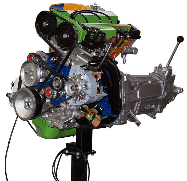 Engine with multi-point electronic injection, turbocharged and gearbox cutaway AE34806E AutoEDU automotive training equipment