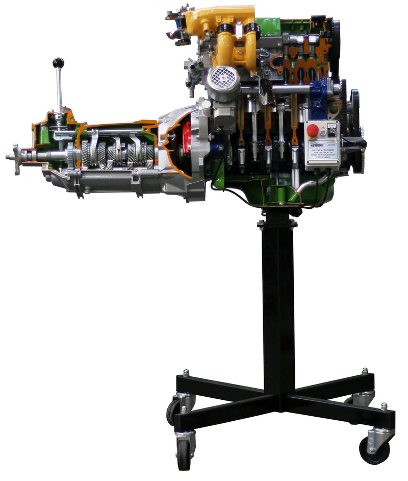 Engine with multi-point electronic injection, turbocharged and gearbox cutaway AE34806E AutoEDU automotive training equipment