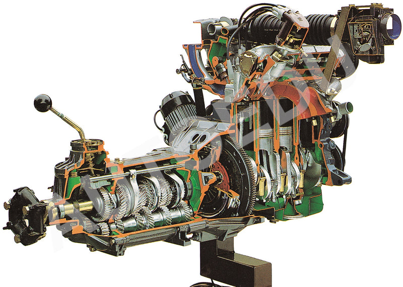 Petrol (gasoline) engine with gearbox cutaway AE45152E AutoEDU automotive training equipment